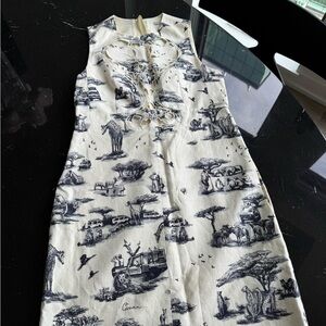 Carven Cream and Black Printed Dress